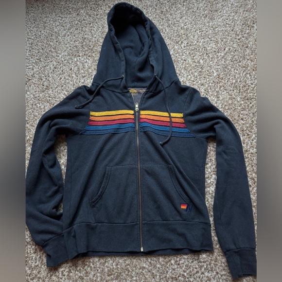 Aviator Nation 5 Stripe Hoodie - Charcoall - Picture 1 of 6